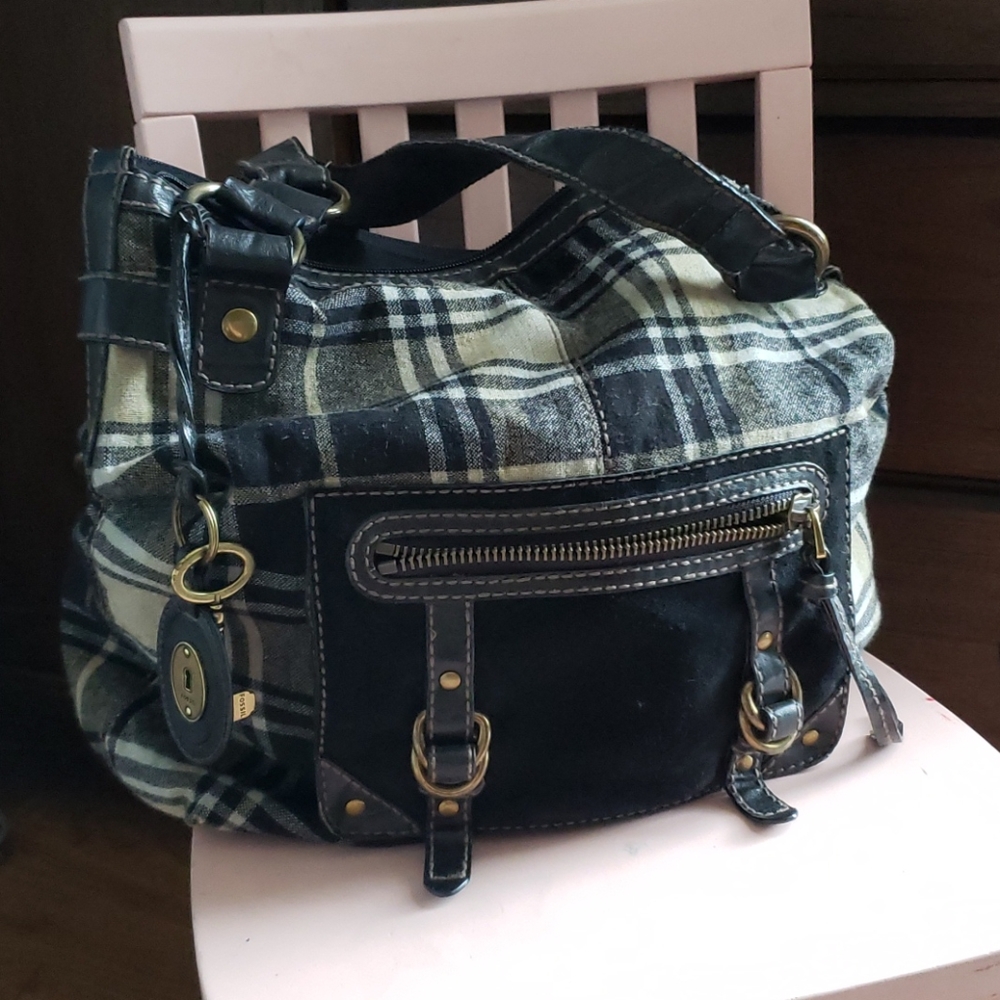 Fossil plaid shoulder bag